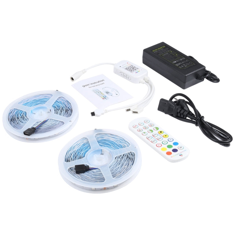 ไฟ LED 20 ม. 600 SMD 5050 IP44 แถบไฟ RGB กันน้ำพร้อม Bluetooth 24 ปุ่ม + รีโมทคอนโทรลเพลง, ปลั๊ก EU, 20m 600 LEDs IP44