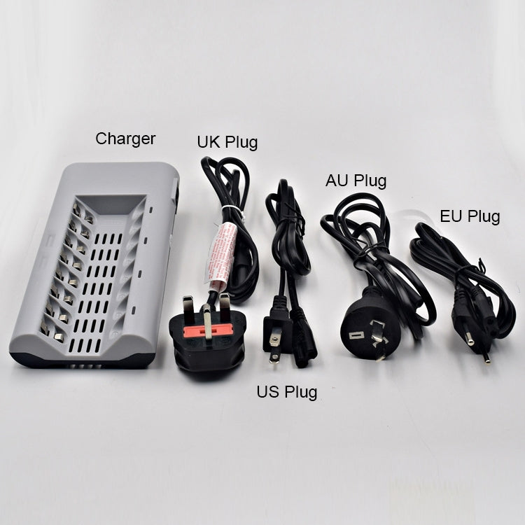 เครื่องชาร์จแบตเตอรี่ 100-240V 8 ช่องสำหรับแบตเตอรี่ AA และ AAA, ปลั๊ก UK