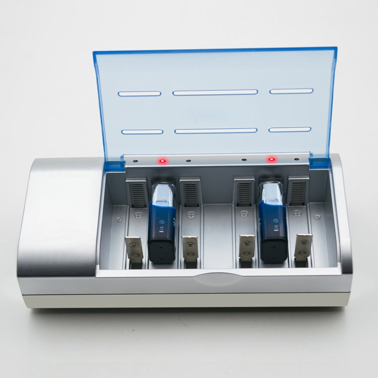 เครื่องชาร์จแบตเตอรี่ AC 100-240V 4 ช่องสำหรับแบตเตอรี่ขนาด AA และ AAA และ C / D, ปลั๊ก EU