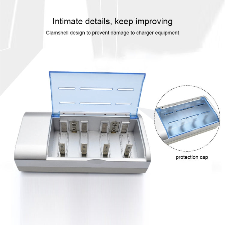 เครื่องชาร์จแบตเตอรี่ AC 100-240V 4 ช่องสำหรับแบตเตอรี่ขนาด AA และ AAA และ C / D, ปลั๊ก US
