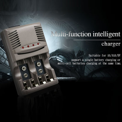 เครื่องชาร์จแบตเตอรี่ AC 100-240V 4 ช่องสำหรับแบตเตอรี่ AA และ AAA และ 9V Ni-MH, ปลั๊ก EU