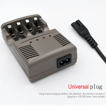 เครื่องชาร์จแบตเตอรี่ AC 100-240V 4 ช่องสำหรับแบตเตอรี่ AA และ AAA และ 9V Ni-MH, ปลั๊ก EU