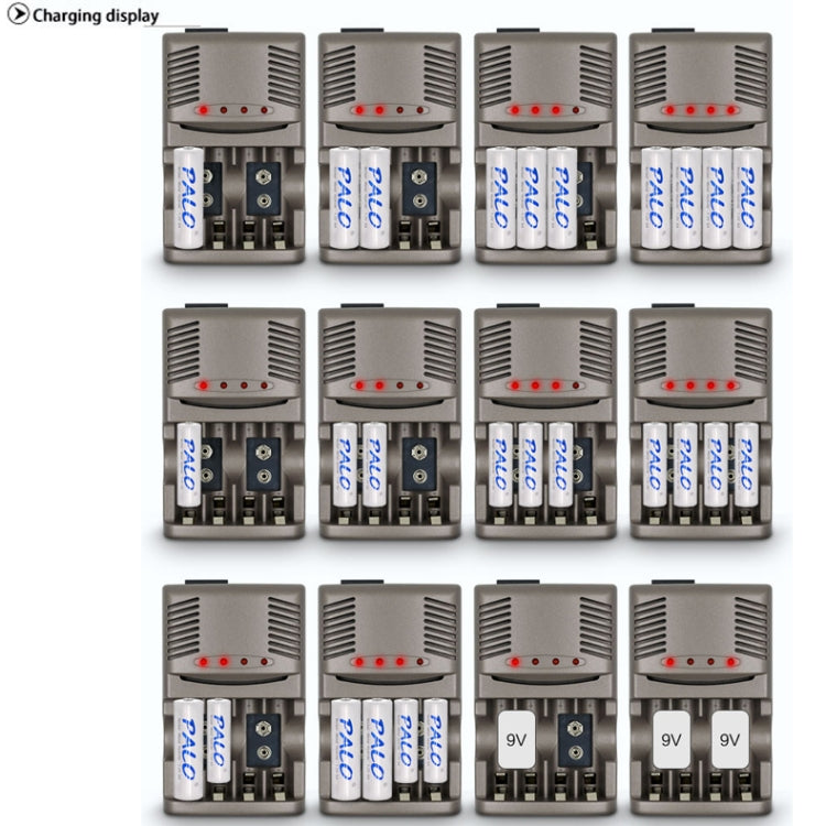 เครื่องชาร์จแบตเตอรี่ AC 100-240V 4 ช่องสำหรับแบตเตอรี่ AA และ AAA และ 9V Ni-MH, ปลั๊ก UK