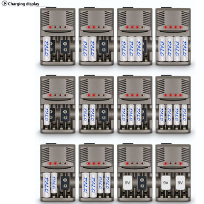 เครื่องชาร์จแบตเตอรี่ AC 100-240V 4 ช่องสำหรับแบตเตอรี่ AA และ AAA และ 9V Ni-MH, ปลั๊ก UK
