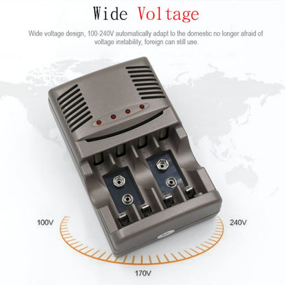 เครื่องชาร์จแบตเตอรี่ AC 100-240V 4 ช่องสำหรับแบตเตอรี่ AA และ AAA และ 9V Ni-MH, ปลั๊ก UK