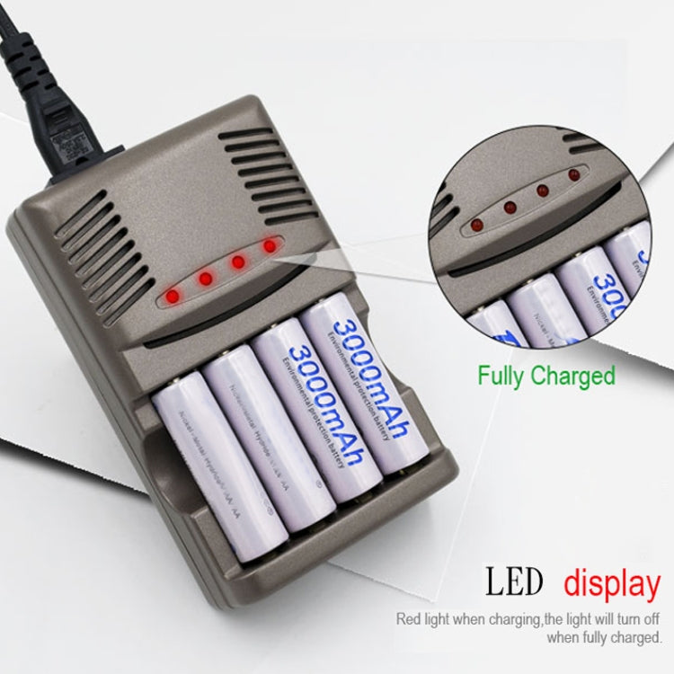 เครื่องชาร์จแบตเตอรี่ AC 100-240V 4 ช่องสำหรับแบตเตอรี่ AA และ AAA และ 9V Ni-MH, ปลั๊ก UK