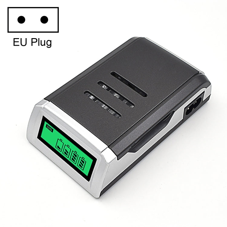 เครื่องชาร์จแบตเตอรี่ AC 100-240V 4 ช่องสำหรับแบตเตอรี่ AA และ AAA พร้อมจอแสดงผล LCD ปลั๊ก EU