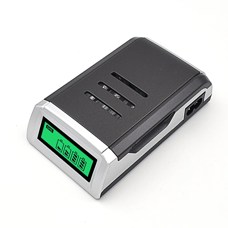 เครื่องชาร์จแบตเตอรี่ AC 100-240V 4 ช่องสำหรับแบตเตอรี่ AA และ AAA พร้อมจอแสดงผล LCD ปลั๊ก EU