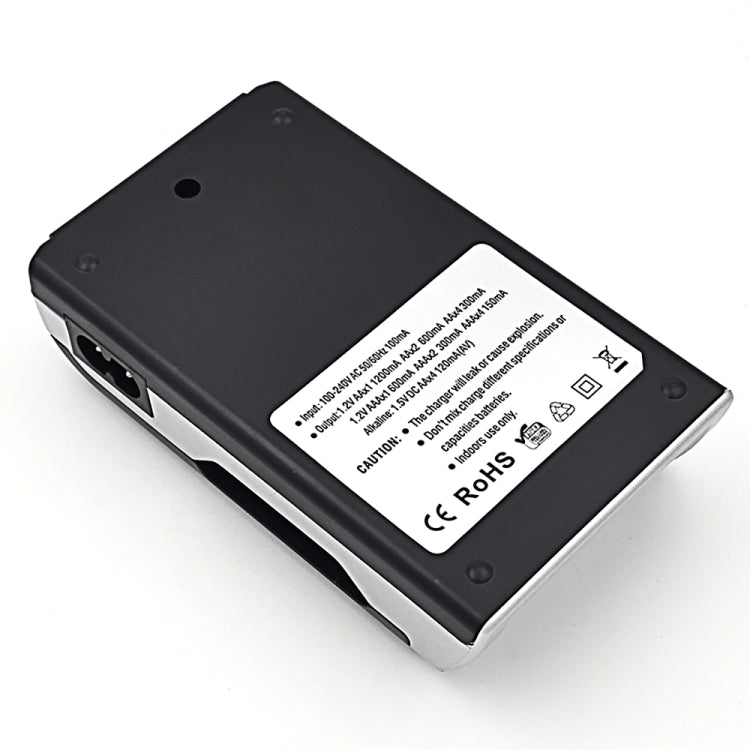 เครื่องชาร์จแบตเตอรี่ AC 100-240V 4 ช่องสำหรับแบตเตอรี่ AA และ AAA พร้อมจอแสดงผล LCD ปลั๊ก EU