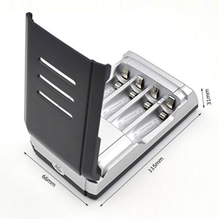 เครื่องชาร์จแบตเตอรี่ AC 100-240V 4 ช่องสำหรับแบตเตอรี่ AA และ AAA พร้อมจอแสดงผล LCD ปลั๊ก EU
