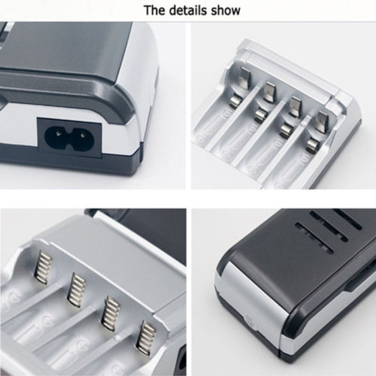 เครื่องชาร์จแบตเตอรี่ AC 100-240V 4 ช่องสำหรับแบตเตอรี่ AA และ AAA พร้อมจอแสดงผล LCD ปลั๊ก EU