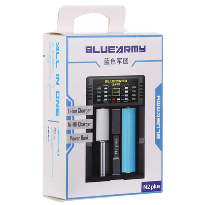 เครื่องชาร์จแบตเตอรี่อัจฉริยะ Micro USB N2 PLUS พร้อมไฟแสดงสถานะสำหรับแบตเตอรี่ 26650, 18650,18500, 14500, 16340(RCR123) IMR / Li-on หรือแบตเตอรี่ AA, AAA, AAAA, C Ni-MH / Ni-Cd