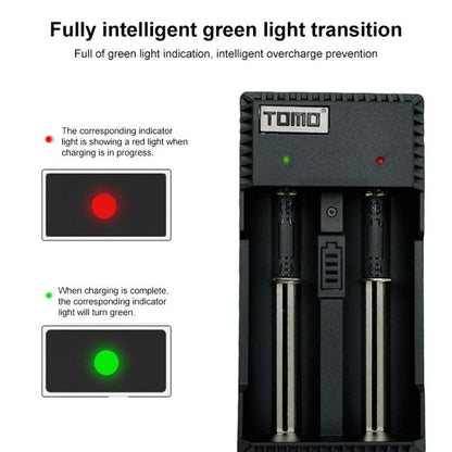 TOMO V6-2 USB เครื่องชาร์จแบตเตอรี่อัจฉริยะพร้อมไฟแสดงสถานะสำหรับแบตเตอรี่ Li-ion 18650 / 18500 / 17650 / 16340 / 14500 / 10500 / แบตเตอรี่ AA / AAA, TOMO V6-2