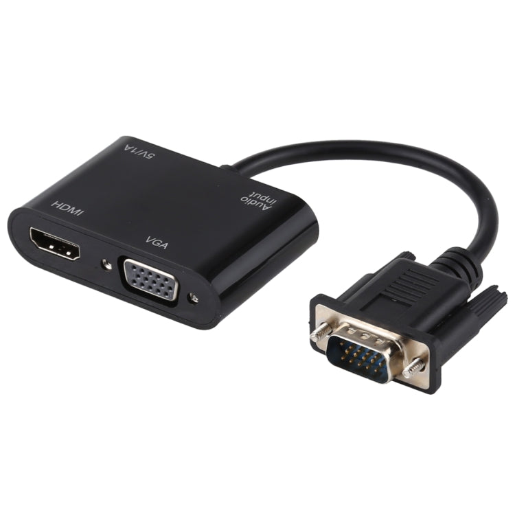 2 in 1 VGA เป็น HDMI + VGA 15 พินอะแดปเตอร์ HDTV ตัวแปลงพร้อมเสียง