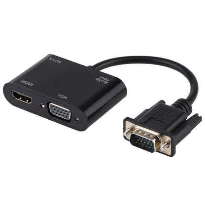 2 in 1 VGA เป็น HDMI + VGA 15 พินอะแดปเตอร์ HDTV ตัวแปลงพร้อมเสียง