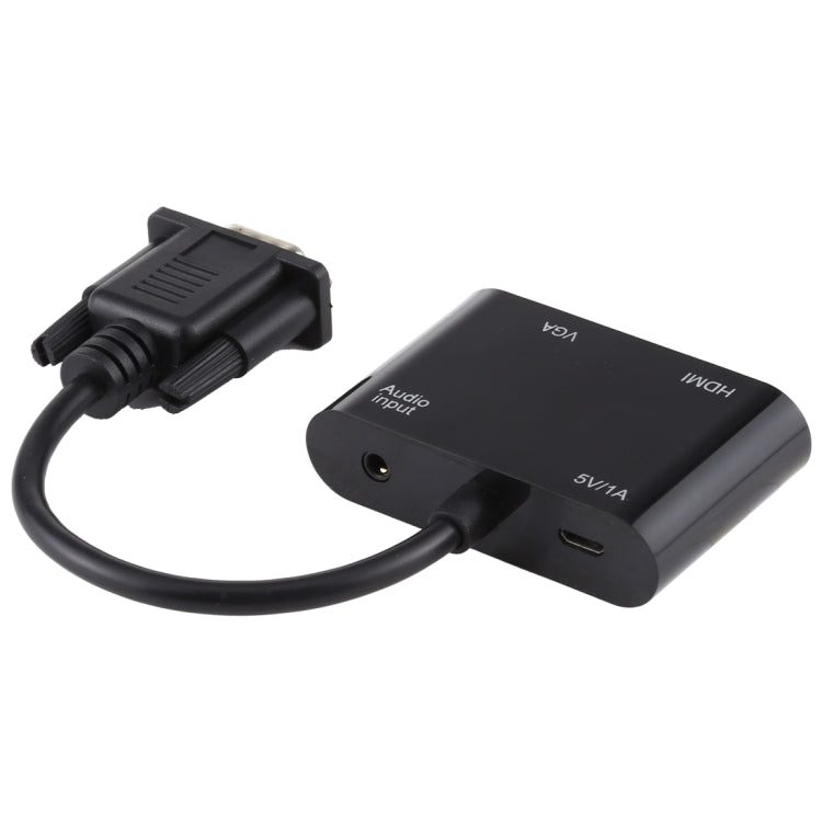2 in 1 VGA เป็น HDMI + VGA 15 พินอะแดปเตอร์ HDTV ตัวแปลงพร้อมเสียง