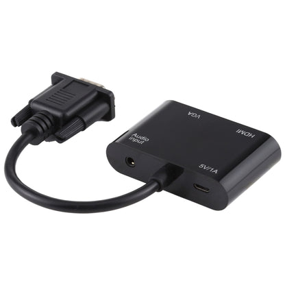 2 in 1 VGA เป็น HDMI + VGA 15 พินอะแดปเตอร์ HDTV ตัวแปลงพร้อมเสียง