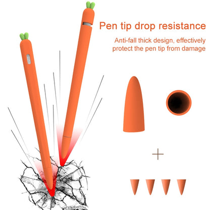 LOVE MEI สำหรับ Apple ดินสอ 1 แครอทรูปร่างปากกาสไตลัสซิลิโคนป้องกันเคส, For Apple Pencil 1