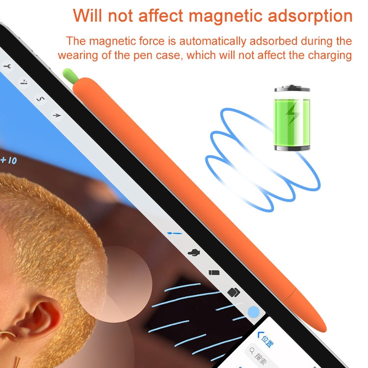 LOVE MEI สำหรับ Apple ดินสอ 1 แครอทรูปร่างปากกาสไตลัสซิลิโคนป้องกันเคส, For Apple Pencil 1