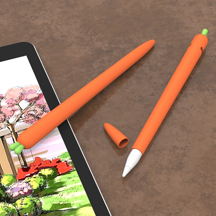 LOVE MEI สำหรับ Apple ดินสอ 1 แครอทรูปร่างปากกาสไตลัสซิลิโคนป้องกันเคส, For Apple Pencil 1