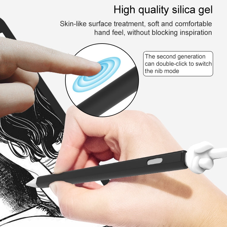 LOVE MEI สำหรับ Apple ดินสอ 2 นิ้วกลางรูปร่างปากกาสไตลัสซิลิโคนป้องกันเคส, For Apple Pencil 2