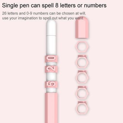 LOVE MEI สำหรับ Apple ดินสอ 1 การออกแบบตัวอักษรตัวเลขปากกาสไตลัสเคสซิลิโคนป้องกัน, For Apple Pencil 1