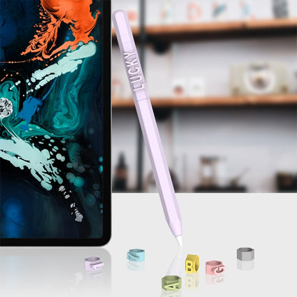 LOVE MEI สำหรับ Apple ดินสอ 1 การออกแบบตัวอักษรตัวเลขปากกาสไตลัสเคสซิลิโคนป้องกัน, For Apple Pencil 1