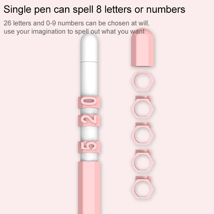 LOVE MEI สำหรับ Apple ดินสอ 2 การออกแบบตัวอักษรตัวเลขปากกาสไตลัสเคสซิลิโคนป้องกัน, For Apple Pencil 2