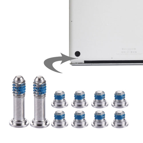 10 in 1 สำหรับ Macbook Air 13.3 นิ้ว (2010) A1369 / MC503 / MC504 Original Computer Case ฝาครอบด้านล่างสกรู (2 ยาว + 8 สั้น), For A1369