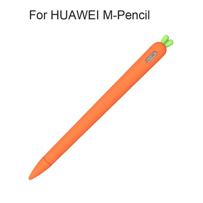 ฝาครอบป้องกันซิลิโคนเหลวแครอทน่ารักพร้อมฝาปากกาและฝาครอบ Nib สำหรับ Huawei M-Pencil