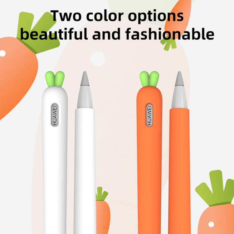 ฝาครอบป้องกันซิลิโคนเหลวแครอทน่ารักพร้อมฝาปากกาและฝาครอบ Nib สำหรับ Huawei M-Pencil