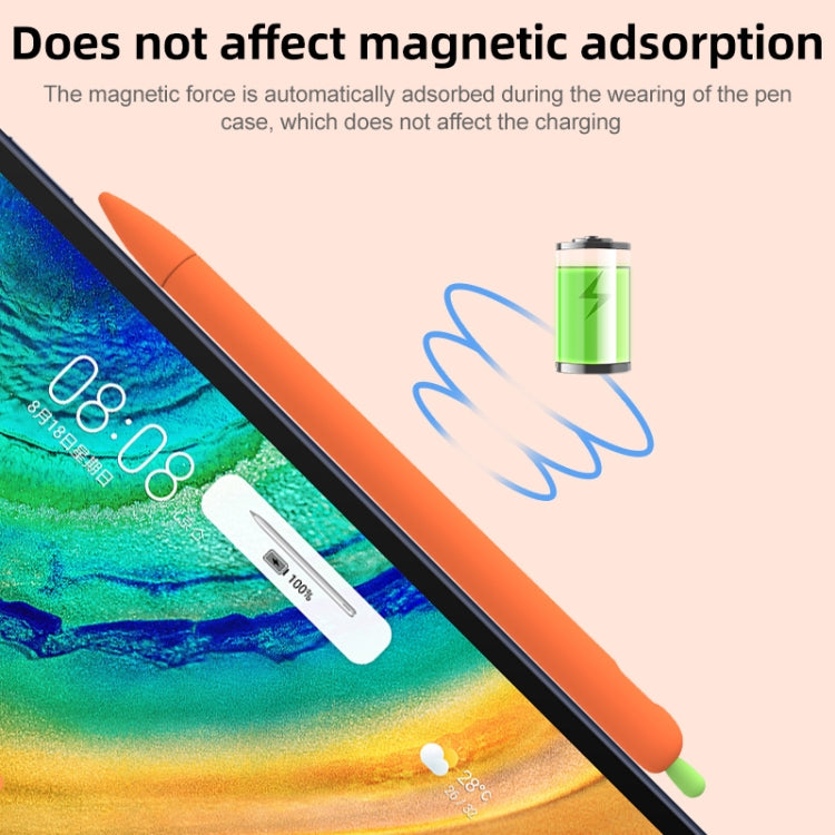 ฝาครอบป้องกันซิลิโคนเหลวแครอทน่ารักพร้อมฝาปากกาและฝาครอบ Nib สำหรับ Huawei M-Pencil