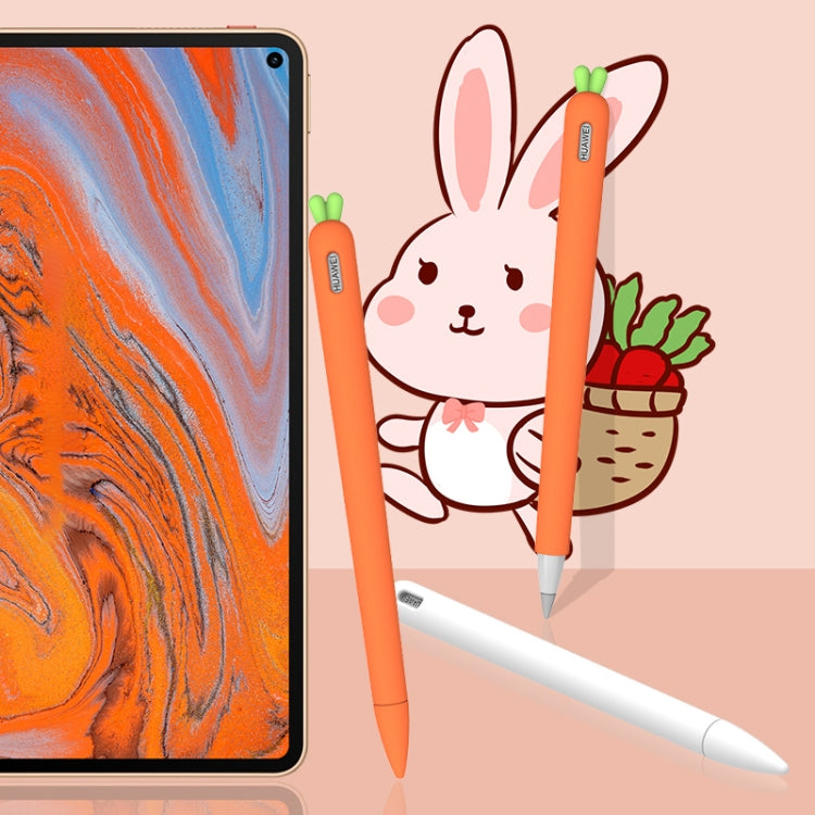 ฝาครอบป้องกันซิลิโคนเหลวแครอทน่ารักพร้อมฝาปากกาและฝาครอบ Nib สำหรับ Huawei M-Pencil