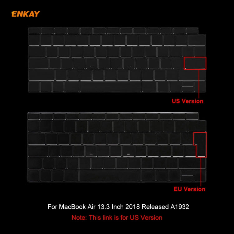 สำหรับ MacBook Air 13.3 นิ้ว A1932 2018 ENKAY Hat-prince เวอร์ชั่นอเมริกาของโน้ตบุ๊คฝาครอบป้องกันแป้นพิมพ์ TPU บางเฉียบ