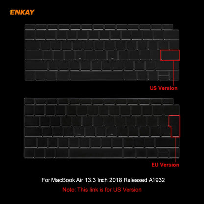สำหรับ MacBook Air 13.3 นิ้ว A1932 2018 ENKAY Hat-prince เวอร์ชั่นอเมริกาของโน้ตบุ๊คฝาครอบป้องกันแป้นพิมพ์ TPU บางเฉียบ