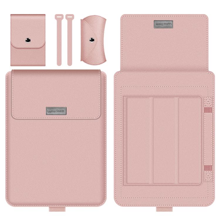 4 in 1 Universal กันน้ำหนัง PU กระเป๋าใส่แล็ปท็อปพร้อมที่จับและขาตั้งและที่ใส่ปากกา + 2 Winders + กระเป๋าเมาส์ + ที่ชาร์จกระเป๋าชุดสำหรับแล็ปท็อป 13/14 นิ้ว, 13 / 14 inch