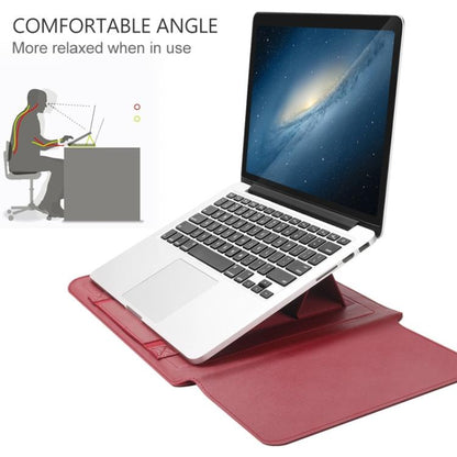 4 in 1 Universal กันน้ำหนัง PU กระเป๋าใส่แล็ปท็อปพร้อมที่จับและขาตั้งและที่ใส่ปากกา + 2 Winders + กระเป๋าเมาส์ + ที่ชาร์จกระเป๋าชุดสำหรับแล็ปท็อป 13/14 นิ้ว, 13 / 14 inch