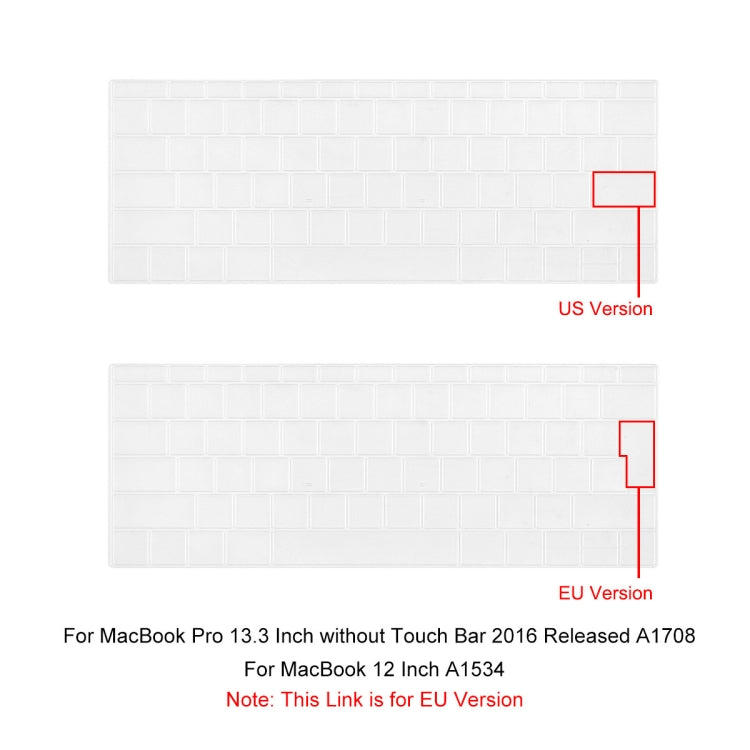 ENKAY TPU Keyboard Protector Cover สำหรับ 2015 MacBook 12 นิ้ว (A1534) / MacBook Pro 13.3 นิ้วที่ไม่มี Touch Bar (A1708) รุ่นยุโรป, EU Version