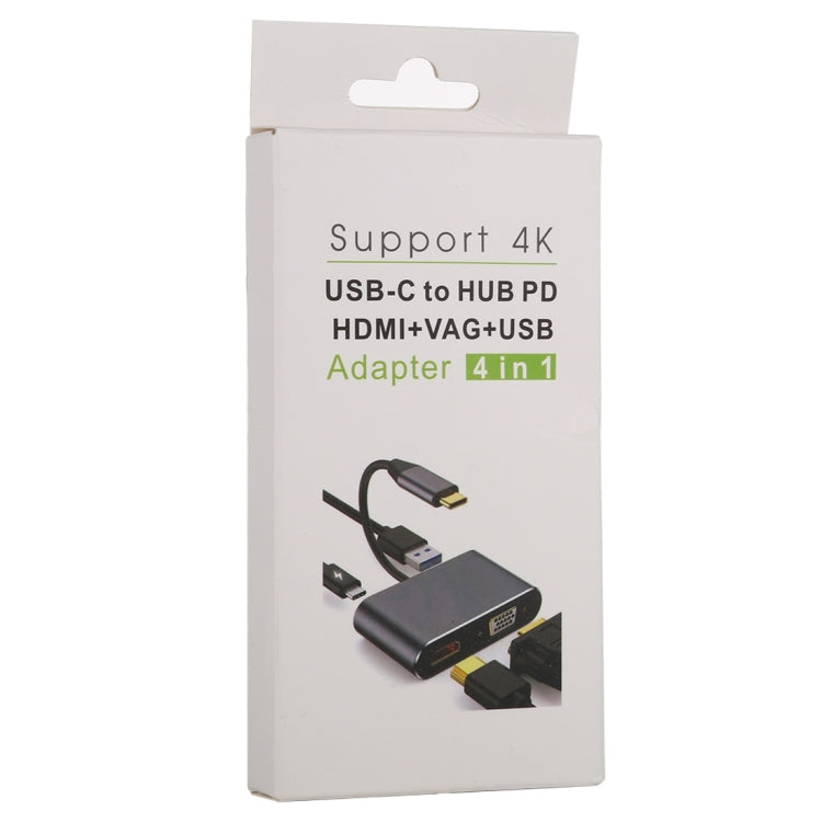 อะแดปเตอร์มัลติฟังก์ชั่นอินเทอร์เฟซ USB / Type-C 4 in 1 ถึง 4K HDMI + VGA + USB 3.0