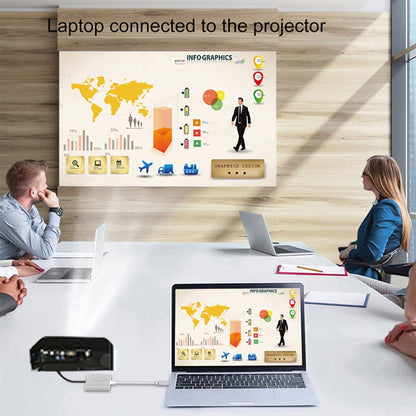 อะแดปเตอร์มัลติฟังก์ชั่นอินเทอร์เฟซ USB / Type-C 4 in 1 ถึง 4K HDMI + VGA + USB 3.0