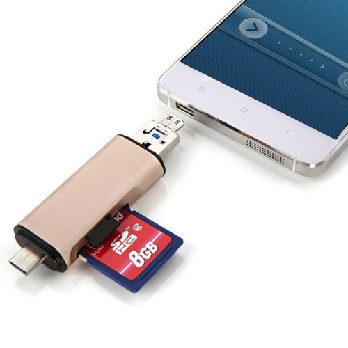 3 in 1 Type-c และ Micro USB และ USB 2.0 3 พอร์ตเครื่องอ่านการ์ด SD / TF สำหรับสมาร์ทโฟน / พีซีที่เปิดใช้งาน OTG
