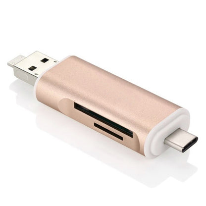 3 in 1 Type-c และ Micro USB และ USB 2.0 3 พอร์ตเครื่องอ่านการ์ด SD / TF สำหรับสมาร์ทโฟน / พีซีที่เปิดใช้งาน OTG