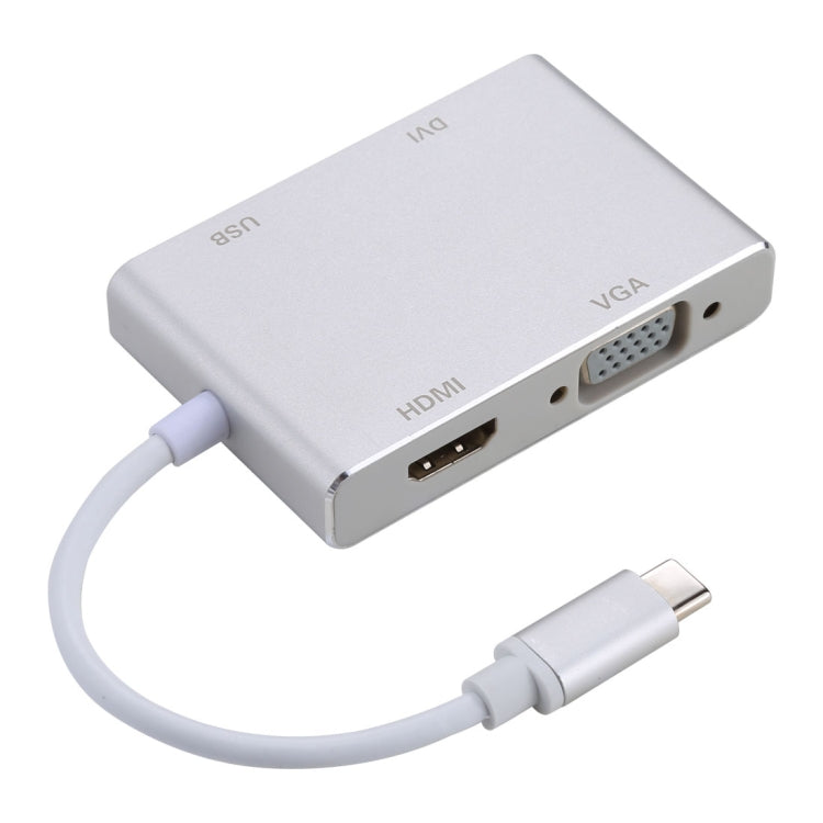 ฮับ 4 in 1 USB-C / Type-C เป็น VGA และ DVI และ HDMI และอะแดปเตอร์ USB