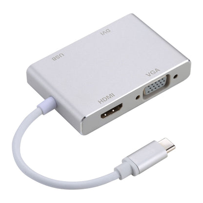 ฮับ 4 in 1 USB-C / Type-C เป็น VGA และ DVI และ HDMI และอะแดปเตอร์ USB