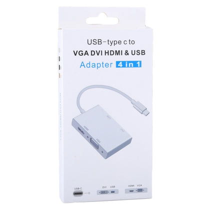 ฮับ 4 in 1 USB-C / Type-C เป็น VGA และ DVI และ HDMI และอะแดปเตอร์ USB