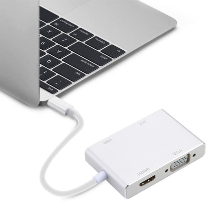 ฮับ 4 in 1 USB-C / Type-C เป็น VGA และ DVI และ HDMI และอะแดปเตอร์ USB