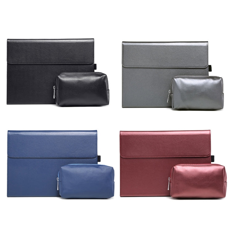 สำหรับ Microsoft Surface Pro 7/7+ ไมโครไฟเบอร์ Lambskin Texture ซองหนังพลิกแนวนอนแม่เหล็ก + กระเป๋าจ่ายไฟพร้อมช่องเสียบปากกาและที่วาง, Case + Power Supply Bag