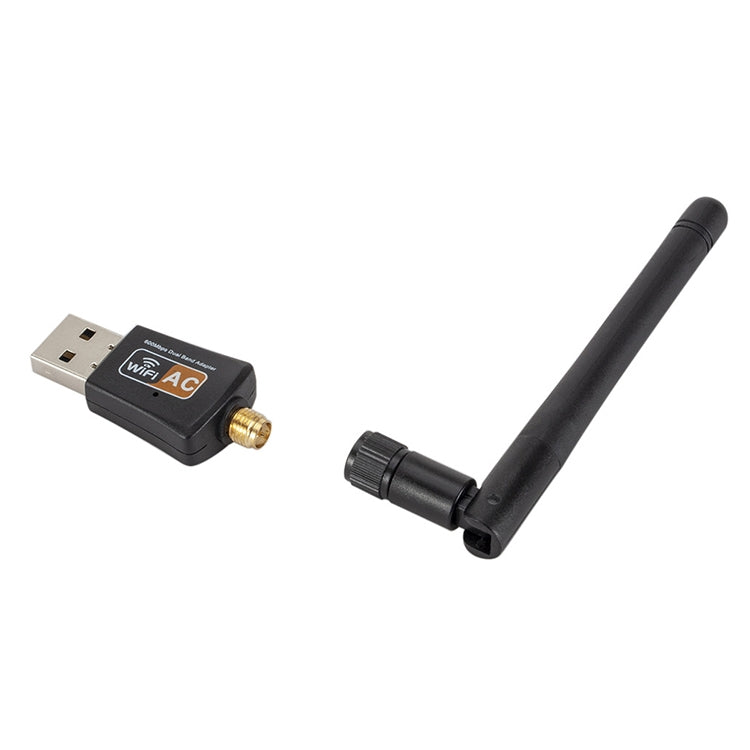 600Mbps 2.4GHz + 5Hz อะแดปเตอร์ USB WIFI แบบ Dual Band AC พร้อมเสาอากาศ