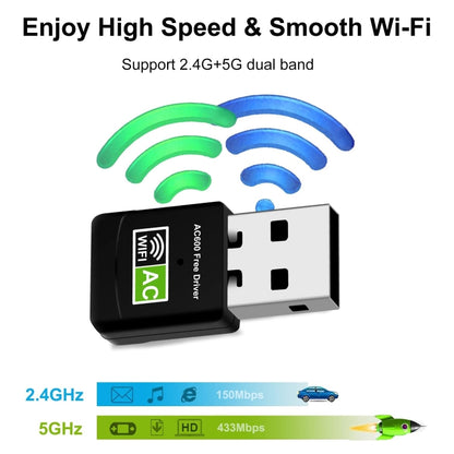 อะแดปเตอร์ไร้สาย USB Dual Band AC 600Mbps