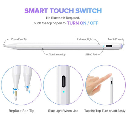 YP0016 ปากกาสไตลัสแบบ Capacitive แบบแม่เหล็กป้องกันความผิดพลาดสำหรับ iPad